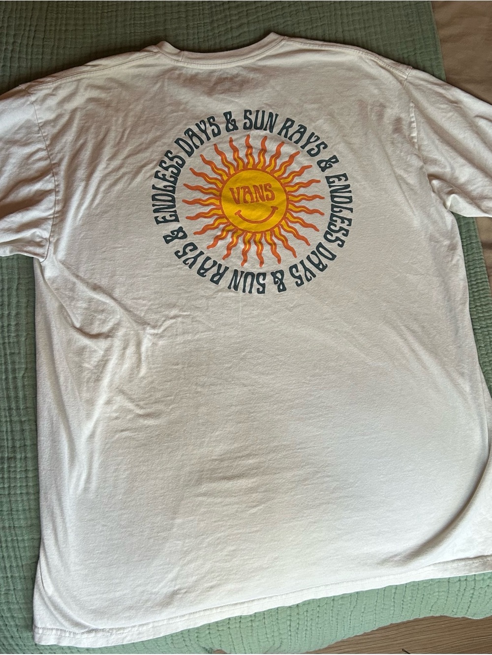 Vans White Short-Sleeve Tee with Yellow & Orange Sun Graphic